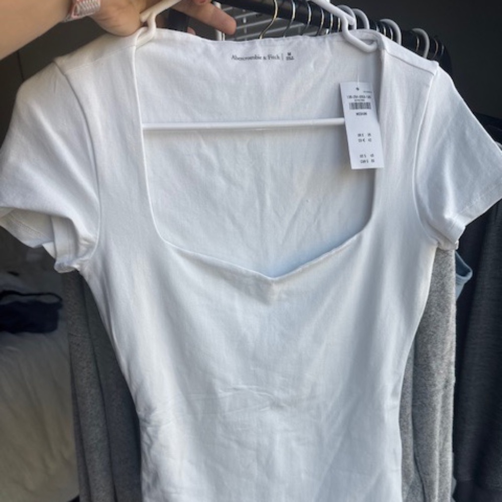 Abercrombie and Fitch Women's Short-Sleeve Bodysuit White Medium Women's